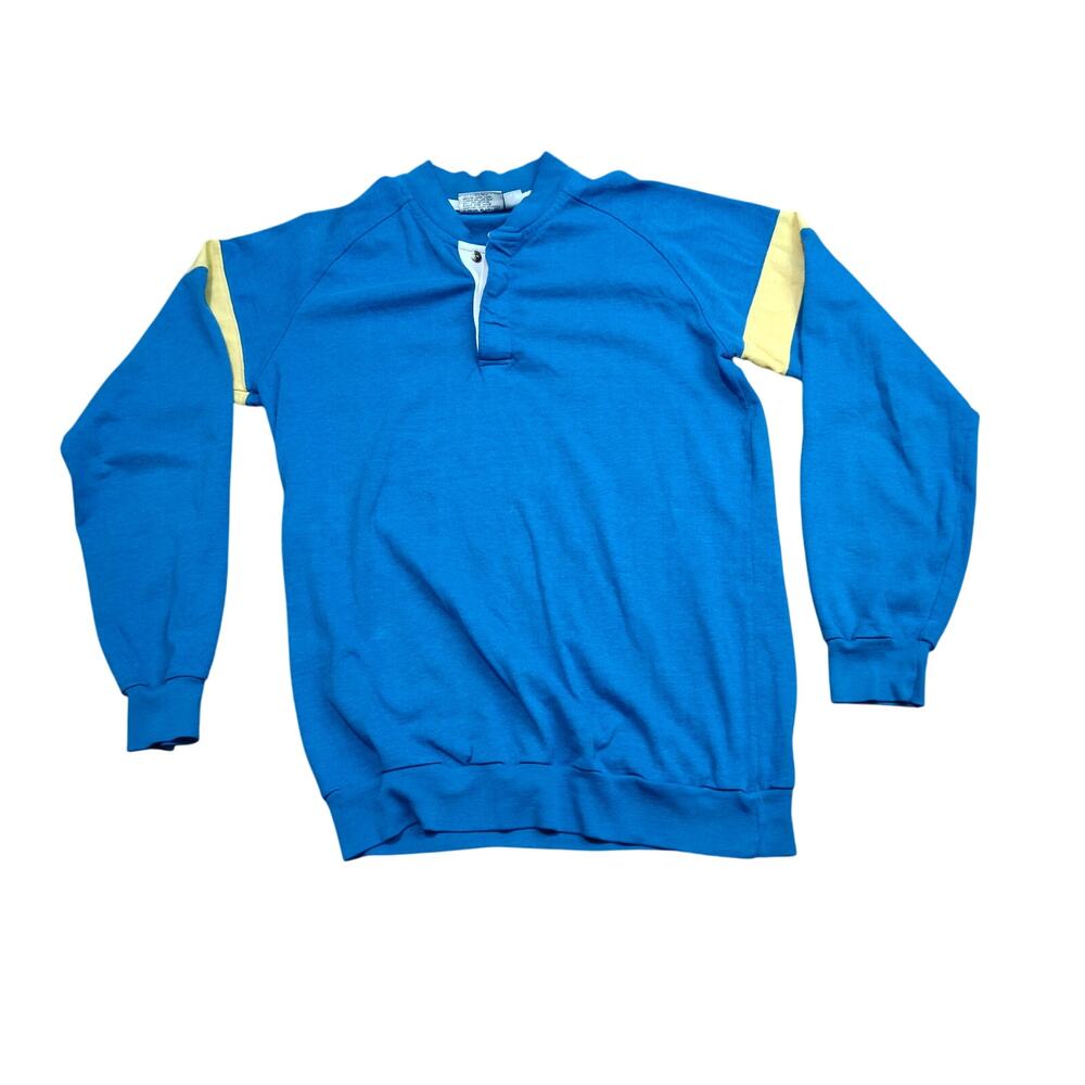Vintage Sundays Blue Long Sleeve Henley Shirt Mens Large